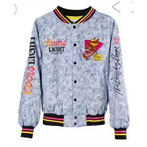 The Laundry Room Beerabunga Bomber Jacket Acid Washed Bright Colors Size XS NWT